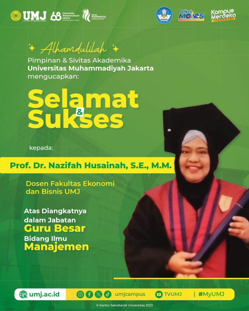 Selamat atas diraihnya gelar Guru Besar kepada Prof. Dr. Nazifah Husainah, S.E., M.M