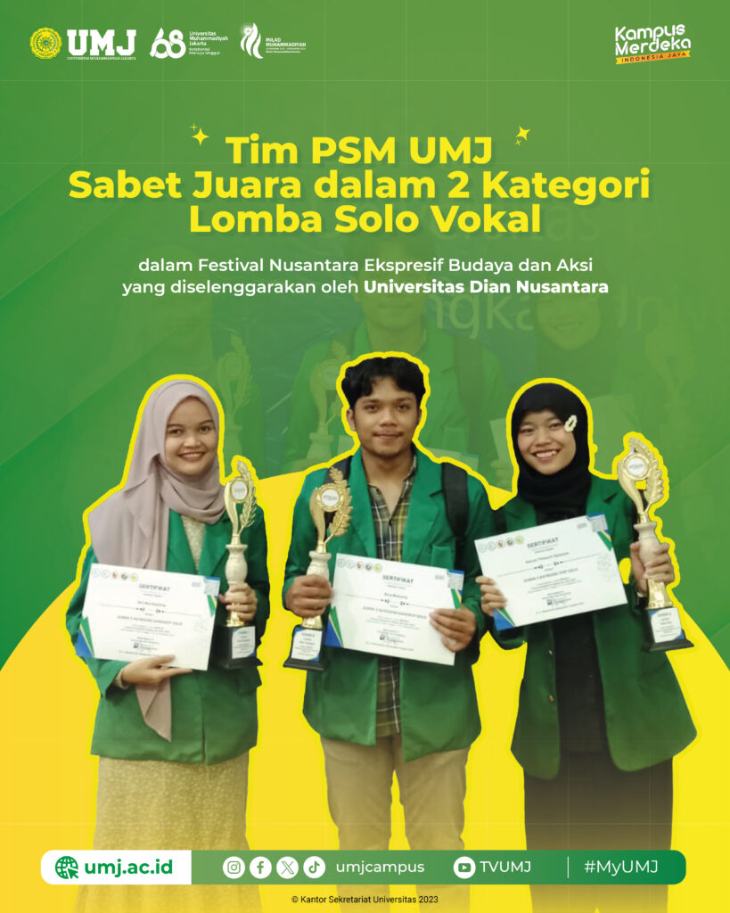 Tim PSM UMJ Sabet Juara dalam 2 Kategori Lomba Solo Vokal